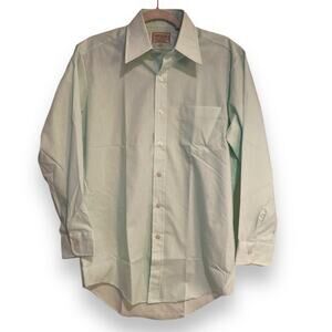 Mens Vintage Supreme Mint Green Long Sleeve Collared Dress Shirt Size 15-32